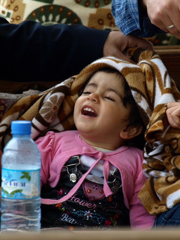 Arab girl playing with Granny.