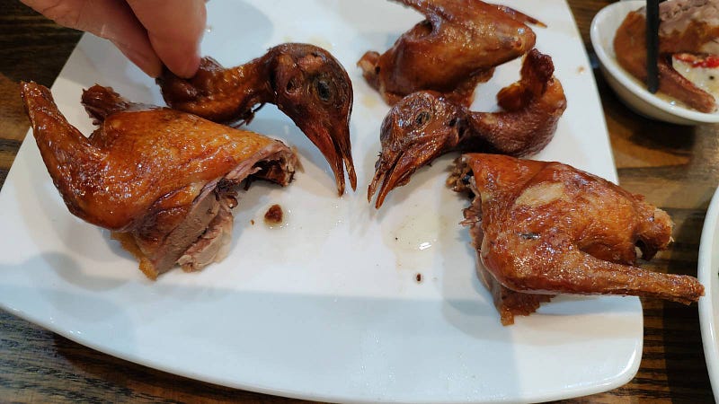 Whatever bird they chopped apart.