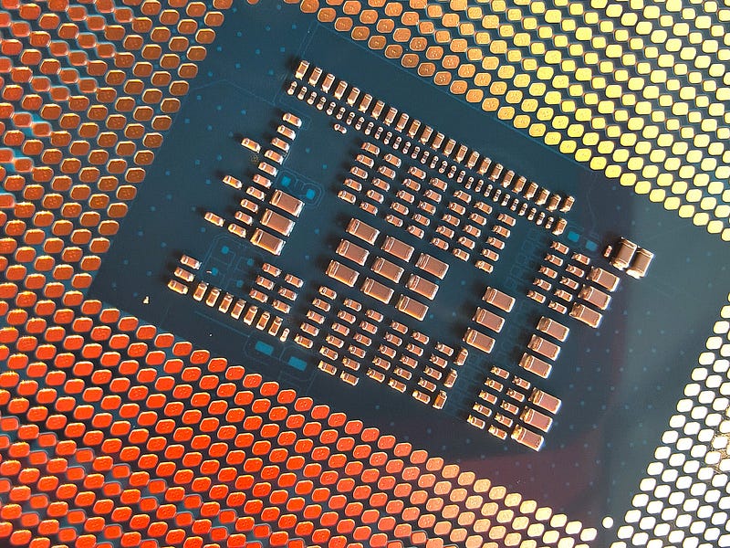 Intel i3–14100 bottom view in macro mode.
